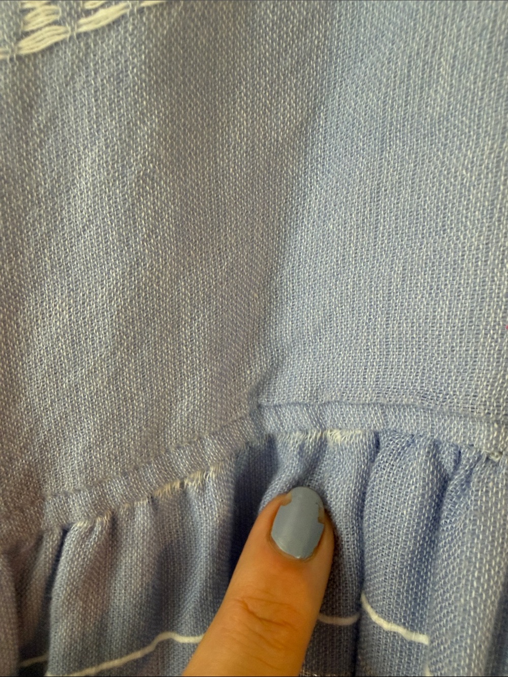 Lemlem Eshal Mini Dress Tiered Striped Blue White Raw Hem medium - small defect - Picture 7 of 11